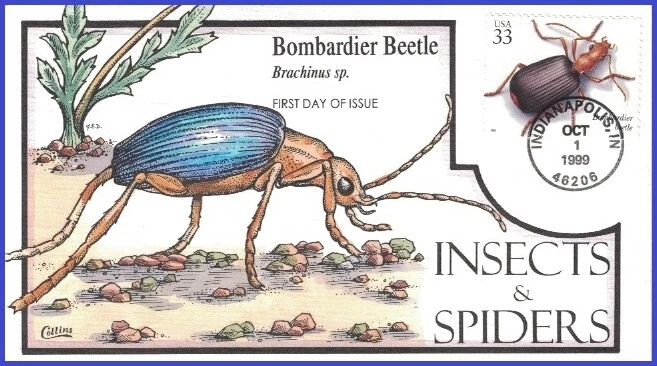 USA1 #3351m U/A COLLINS HAND PAINTED FDC   Insects and Spiders Bombardier Beetle - Image 1 of 1