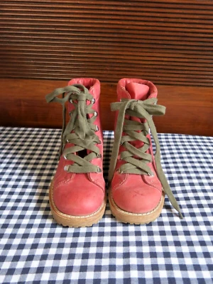 Botas de couro suecas Hasbeens vermelho/rosa com cadarço UE 35 - Imagem 1 de 4