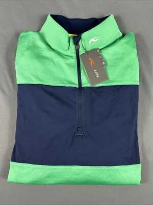 KJUS Golf Pullover Sleeve Logo 1/4 Zip XXL Green Navy Blue Polyester MSRP $229 - Image 1 of 4