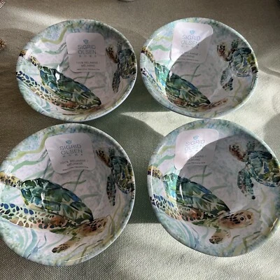 Sigrid Olsen Melamina TORTUGAS MARINAS Ensaladera/Cereal Cuencos 7" Vida Marina Verde Azul-4 Foto 1 de 4