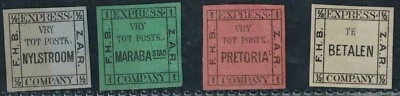 Transvaal Bakker Express 1887 The 4 Issued Stamps & 1/2d Error for 2d MOG GEM - Image 1 of 3