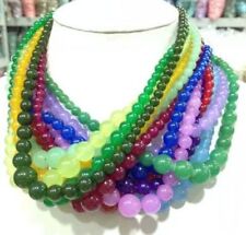 AAA Beautiful Fashion 6-14mm Multicolor Jade Gemstone Round Beads Necklaces 18"