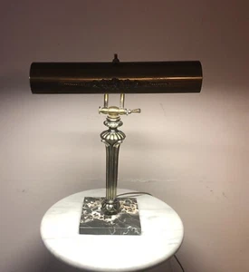 Vintage Marble and Brass Banker Piano Desk Table Lamp Light - Picture 1 of 12