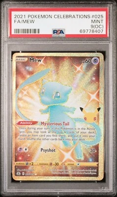PSA 9(OC) 2021 Pokémon Celebrations Full Art Mew 025/025 Mint Shiny Rare Stamped - Image 1 of 4