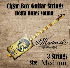 Ensemble De Cordes Pour Guitare Cigar Box 3 Cordes, Accordage G-D-G MATTEACCI'S - Imagen 1 de 1