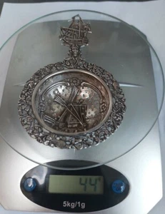Antique Dutch Sterling Silver Tea Strainer With Sailing Ship and with mill - Picture 1 of 12