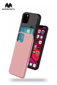 iPhone 14 Pro Plus Max Goospery Silicone Slim Protective Card Slot Slide Case - Picture 1 of 8