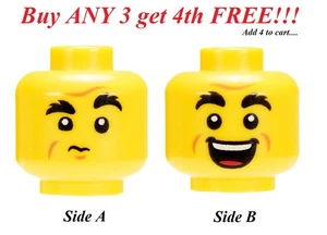 ☀️NUEVA LEGO Minifigura Minifigura Doble Cara Cabeza HOMBRE Cejas Tupidas  - Imagen 1 de 4
