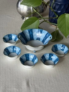 Antique Art Deco RS Prussia Tillowitz EPOS Germany Porcelain Footed Nut Bowl Set - Picture 1 of 7