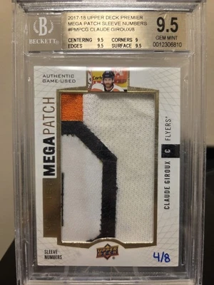 Claude Giroux 15/16 UD Premier Flyers Shoulder Mega Patch Sleeve Number 4 /8 9.5 - Image 1 of 2