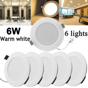 6pcs 6W LED Panel Ceiling Lights Recessed Down Lamp Kitchen Fixtures Warm White - Picture 1 of 12