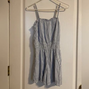 Abercrombie Kids Bluish Grey White Striped Romper 15/16 Nautical Beach Sailor - Picture 1 of 7
