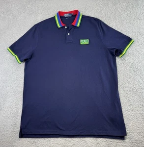 Polo Ralph Lauren Men’s Shirt VTG XL Hi Tech Short Sleeve Polo Blue Navy - Picture 1 of 14