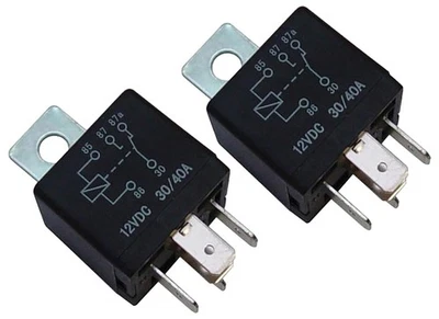 Lote de 2 Relés Omega AU-7 12VDC 30/40 AMP SPDT Pólo Único Arremesso Duplo - Imagem 1 de 4