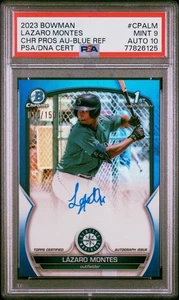 2023 Bowman Chrome Blue Refractor Auto Lazaro Montes PSA 9/10 Auto RC #/150 - Picture 1 of 2