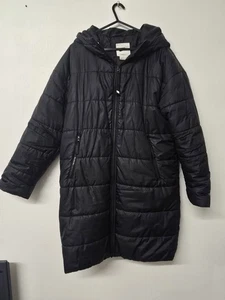 Womens Nike Parka Long Down Jacket Coat Therma Fit Black Hooded Size Small - Picture 1 of 10
