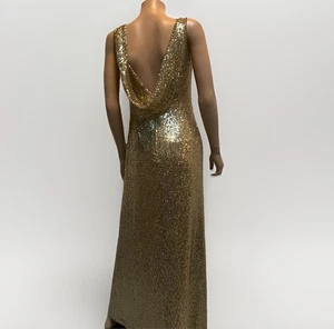 Gold Sequin Maxi Formal Dress Size 6 Evening Gown - Picture 1 of 15
