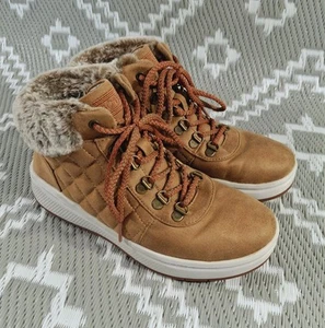 Sketchers Bobs Chestnut Brown Tan Skipper Wave Memory Foam Boots UK4 EUR37 Vegan - Bild 1 von 20