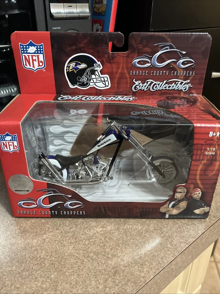 Rare 2005 ERTL NFL Baltimore Ravens Orange County Choppers 1:18 Motorcycle OCC - Image 1 of 4
