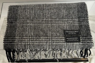Bufanda a cuadros de lana Christian Monsieur Dior vintage hecha en Inglaterra RN61486 Foto 1 de 4