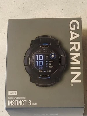 Reloj inteligente Garmin Instinct 3 GPS para exteriores 50 mm AMOLED negro/perno azul detalles Foto 1 de 2