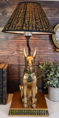 Bronzed Egyptian God Of Afterlife Death And Mummies Anubis Table Lamp Statue - Image 1 of 4