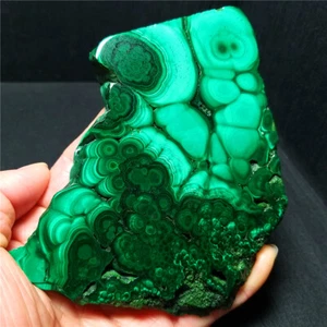 AAA 288,5G Pera Malachite Lucida Naturale Cabochon Gemma Congo Africa YWD111 - Foto 1 di 12
