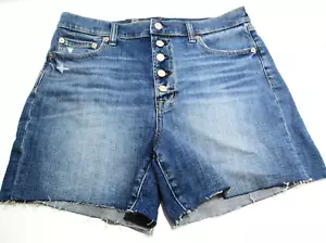 Neu mit Etikett GAP 1969 Damen-Denimshorts hoher Bund Knopfleiste Größe 8 Tall (29 Zoll Taille) - Bild 1 von 8