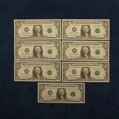 1974 Lot of 7 Sequential $1 Bills (Fr 1908-B)- Free Ship US - Image 1 of 3