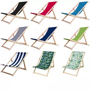 Sedia a sdraio in faggio terrazza giardino sdraio tradizionale sulla spiaggia - Foto 1 di 28