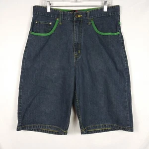 Pantalones Cortos de Jean Zeep Para Hombres Pierna Ancha Sueltos Azul Denim Bordados Talla 34 Y2K  - Imagen 1 de 4