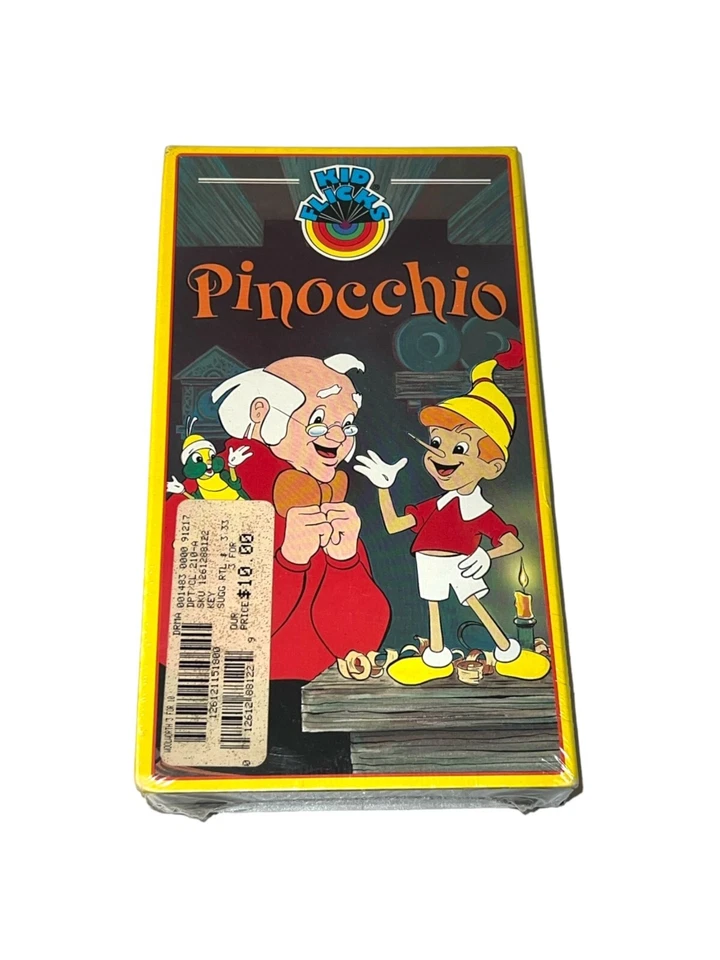 Vintage 1989 Kid Flicks Pinocchio Movie VHS Tape Animated 60 Minutes Interglobal