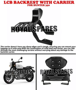 "LCB BACKREST WITH CARRIER" FIT FOR ROYAL ENFIELD HUNTER 350 - Picture 1 of 8