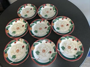SET OF 8 Tienshan MAGNOLIA 8" Salad Dessert Plates FREE SHIPPING - Picture 1 of 12