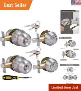 2-Pack Satin Nickel Knob & Single Cylinder Deadbolt – Easy DIY Installation - Picture 1 of 10