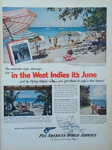 Anuncio impreso Pan American World Airways 1948 vintage. En las Indias Occidentales es junio - Imagen 1 de 1