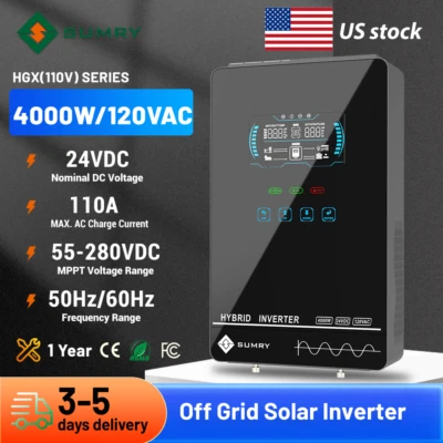 Inversor Solar Híbrido 4000W 24V 120V 6.25 pulgadas Pantalla LCD 140A MPPT Carga Solar Foto 1 de 4