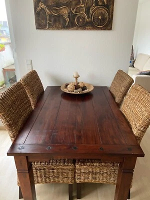 Esstisch Cuba 140x90 + 4 Stühle im Kolonialstil JYSK im Set Verkauf bis 25.02.22 - Bild 1 von 3