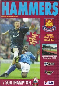 West Ham United v Southampton 05-05-2001 Premiership Programme - Picture 1 of 1