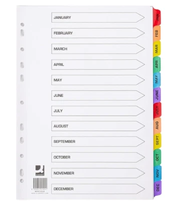 Q-CONNECT Q Connect Jan to Dec Monthly A4 Index File Filing Dividers with Re-inforced Tabs