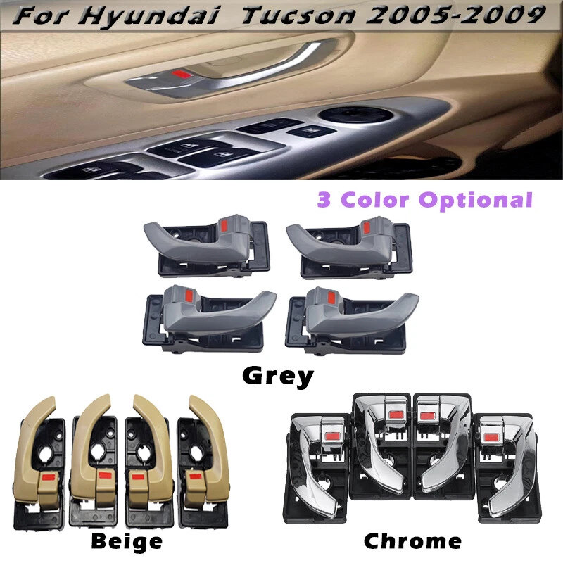 Manijas interiores de puerta izquierda derecha beige para Hyundai Tucson 2005-2009 4 piezas Foto 1 de 4