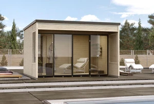 Gartenhaus Blockhaus Pultdach 45 mm Designhaus Cubilis 2.0 380x380 cm Weka - Bild 1 von 3