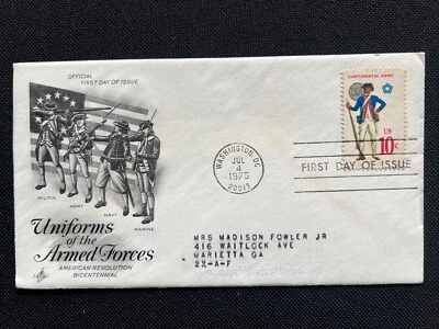 1565 Bicentennial Continental Army FDC Art Craft Jul 4 1975 Washington DC - Image 1 of 2