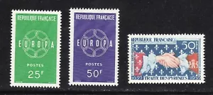 France 1959 SC# 929 - 930, 932 - Europa - French-Spanish Handshake M-H Lot # 055 - Picture 1 of 2