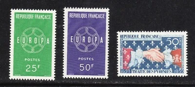 France 1959 SC# 929 - 930, 932 - Europa - French-Spanish Handshake M-H Lot # 055 - Image 1 of 2