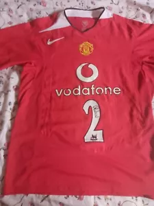 Men's Manchester United 2007-09 Gary Neville #2 Signed Nike Home Shirt Size L - Picture 1 of 3