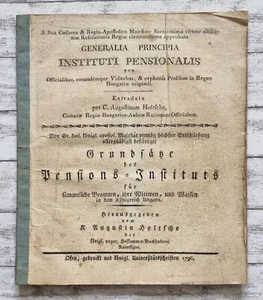 1796 Institut Pensionalis Grundsätze Pensions Institut Holtsche Ungarn Ofen alt - Picture 1 of 7