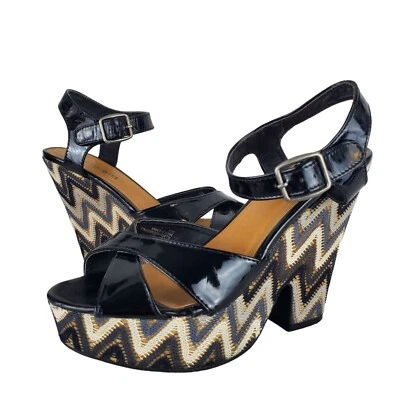 Madden Girl Women's Boozter Chevron Lace Open Toe Platform Wedge Shoes Size 7.5 - Image 1 of 4