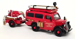 Matchbox Yesteryear - YFE18 1950 Ford E83W Van Diecast Model Fire Truck Trailer - Picture 1 of 10