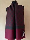 Luxury Vintage authentic silk wool burgundy men opera scarf new 2 layers